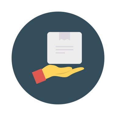 Koli karton kutu düz stil ikonu, vektör çizim