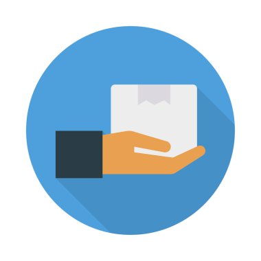 Koli karton kutu düz stil ikonu, vektör çizim