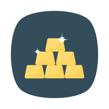 Altın külçeler düz stil ikonu, vektör çizim 