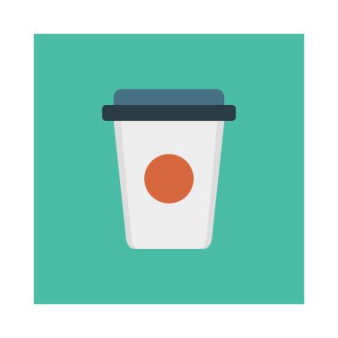 kahve kağıt bardak düz stil ikonu, vektör çizim 