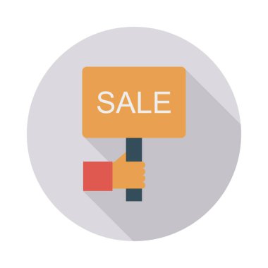 El Satılık tabela düz stil ikonu, vektör çizim tutarak