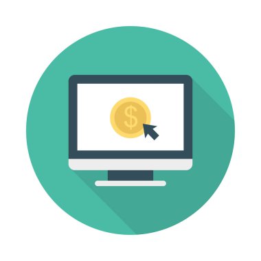 düz stil ikonu alışveriş online, illüstrasyon vektör