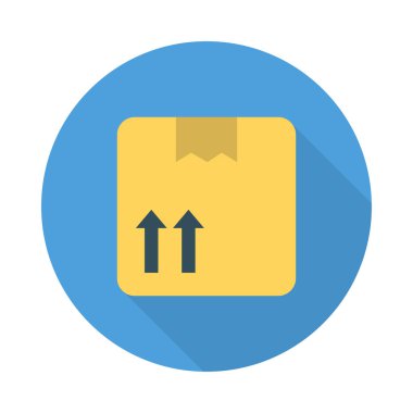 Koli karton kutu düz stil ikonu, vektör çizim