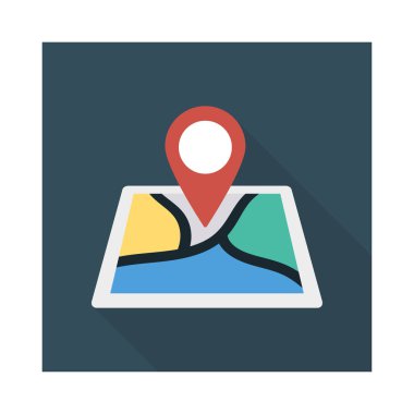 konumu harita düz stil ikonu vektör çizim pin