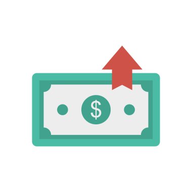 Doları para düz stil ikonu, vektör çizim