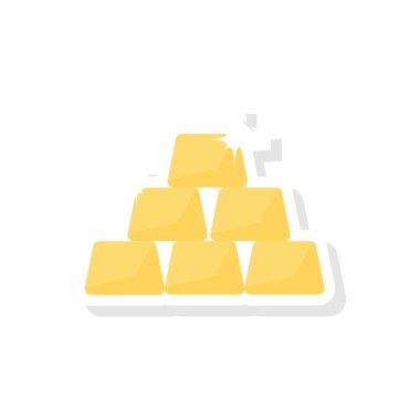 Altın külçeler düz stil ikonu, vektör çizim 