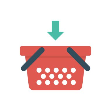 alışveriş sepeti düz stil ikonu, illüstrasyon vektör