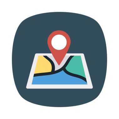 konumu harita düz stil ikonu vektör çizim pin