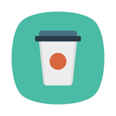 kahve kağıt bardak düz stil ikonu, vektör çizim 