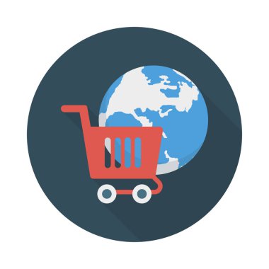 E ticaret düz stil ikonu, vektör çizim