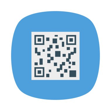 QR kodu etiketi düz stil ikonu, vektör çizim