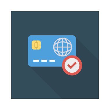 kredi kartı düz stil ikonu, vektör çizim, ödeme kavramı 