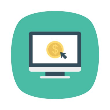 düz stil ikonu alışveriş online, illüstrasyon vektör