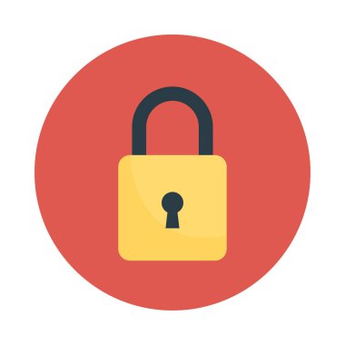   kilit düz stil simgesi, vektör çizim, güvenli kavramı 