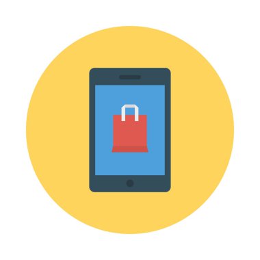 E ticaret düz stil ikonu, vektör çizim