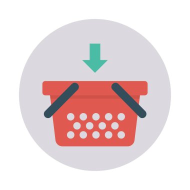 alışveriş sepeti düz stil ikonu, illüstrasyon vektör