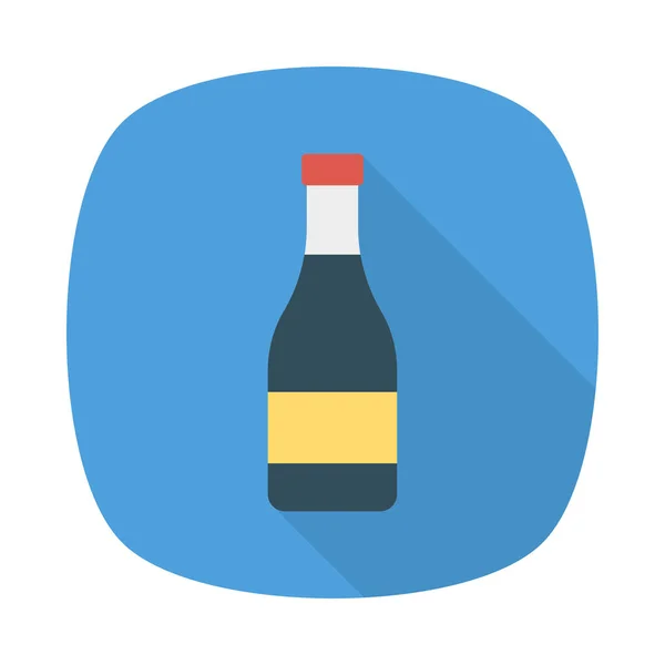 Botella Vino Icono Estilo Plano Vector Ilustración — Archivo Imágenes Vectoriales