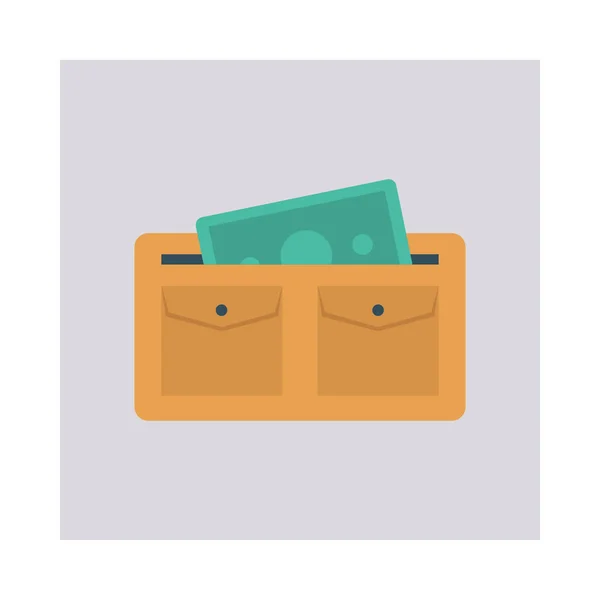 Billetera Con Icono Estilo Plano Dinero Ilustración Vectorial — Vector de stock