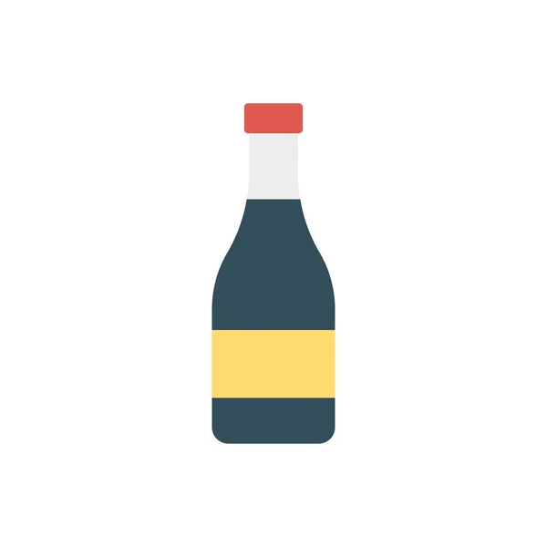 Ikon Gaya Botol Anggur Datar Ilustrasi Vektor - Stok Vektor