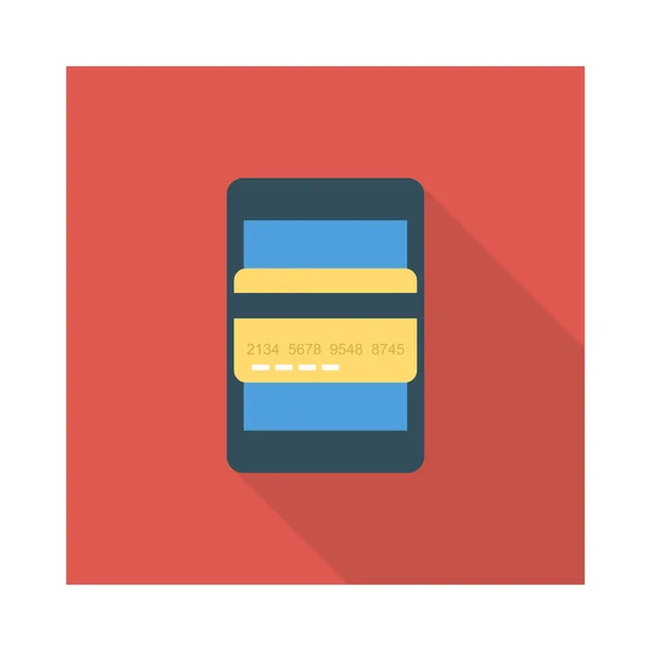 Smartfon Karty Kredytowej Płaski Ikona Ilustracja Wektorowa Zapłacić Online Koncepcja — Wektor stockowy