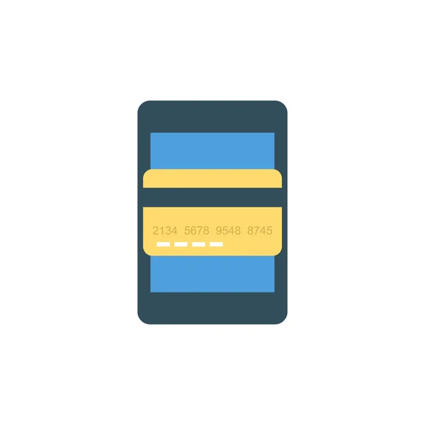 Smartphone Con Carta Credito Icona Stile Piatto Illustrazione Vettoriale Pay — Vettoriale Stock