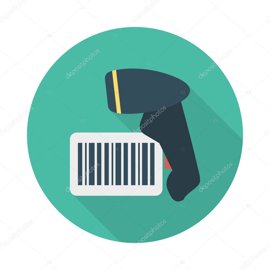 bar code with scanner flat style icon, vector illustration, shopping  concept 