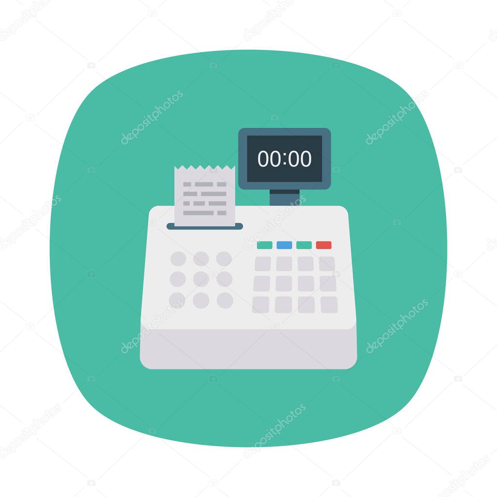pay machine with receipt flat style icon, vector illustration,  shopping concept 
