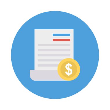 Fatura düz stil ikonu, vektör çizim, fatura kavramı  