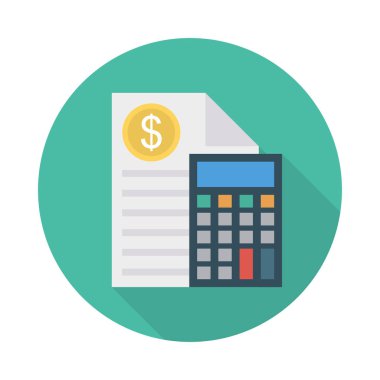 hesap makinesi ile fatura düz stil ikonu, vektör çizim, hesap kavramı 