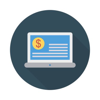 online ödeme düz stil ikonu, vektör çizim ile ekran