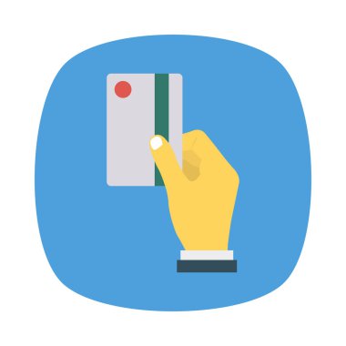 ödeme kartı düz stil simgesi, vektör çizim el 