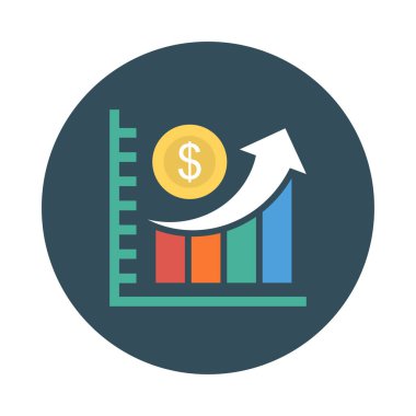 büyüme ok ve doları para düz stil ikonu, vektör çizim içeren grafik 