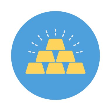 Altın külçeler düz stil ikonu, vektör çizim    