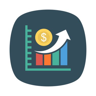büyüme ok ve doları para düz stil ikonu, vektör çizim içeren grafik 