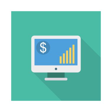 büyüme grafik ekran düz stil ikonu, vektör çizim üzerinde 