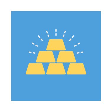 Altın külçeler düz stil ikonu, vektör çizim    