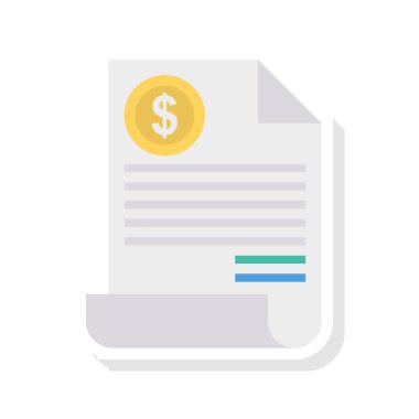 Fatura düz stil ikonu, vektör çizim, fatura kavramı  