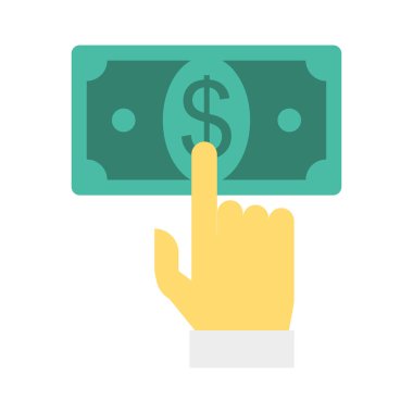 Doları düz stil simgesi, vektör çizim, nakit ödeme kavramı el 