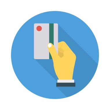 ödeme kartı düz stil simgesi, vektör çizim el 