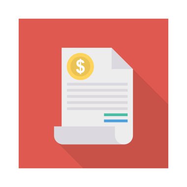 Fatura düz stil ikonu, vektör çizim, fatura kavramı  