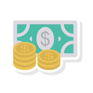 Doları para düz stil ikonu, vektör çizim 