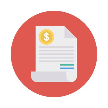 Fatura düz stil ikonu, vektör çizim, fatura kavramı  