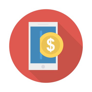 online ödeme düz stil ikonu, vektör çizim ile ekran