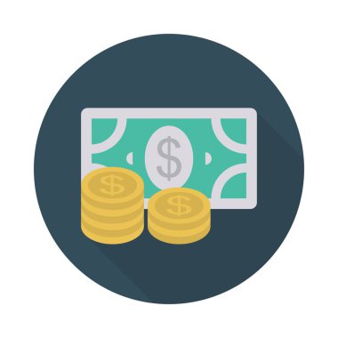 Doları para düz stil ikonu, vektör çizim 