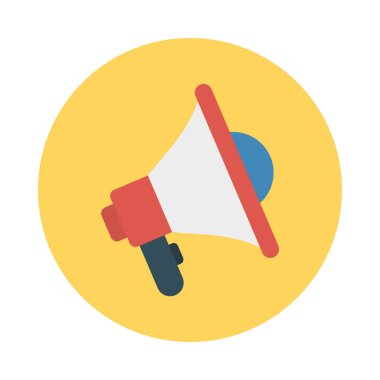 megafon düz stil ikonu, vektör çizim, reklam kavramı 