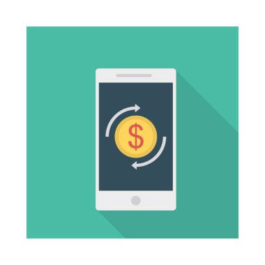 online ödeme düz stil ikonu, vektör çizim ile ekran