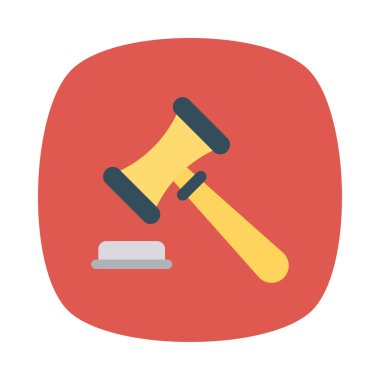 Açık artırma çekiç düz stil ikonu, vektör çizim 