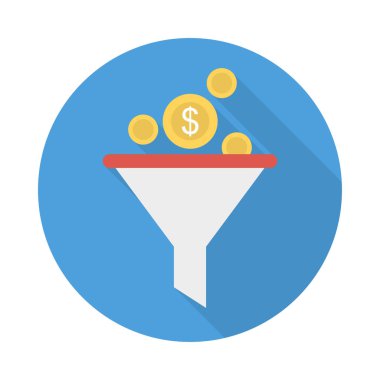 dolar paraları düz stil simgesi, vektör çizim huni 