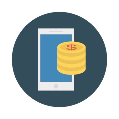 online ödeme düz stil ikonu, vektör çizim ile ekran