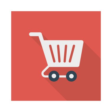 alışveriş sepeti düz stil ikonu, illüstrasyon vektör 